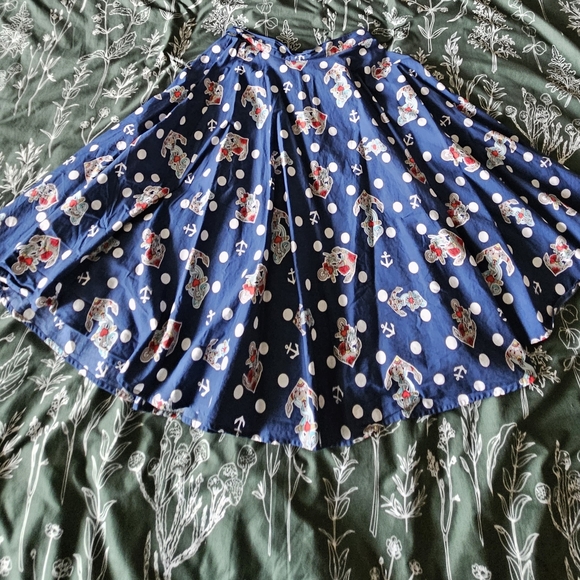Hell Bunny 50s style anchor print swing skirt - Picture 4 of 7